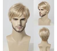 Bob Pixie Cut Wig for Men Light Brown Short Straight Synthetic Layered Wig with Bangs Natural Looking Hair for Cosplay Daily-SS1002-3