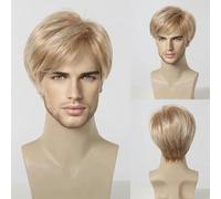 Bob Pixie Cut Wig for Men Light Brown Short Straight Synthetic Layered Wig with Bangs Natural Looking Hair for Cosplay Daily-SS1002-4