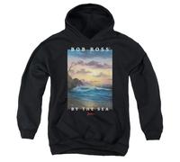Bob Ross By The Sea Youth Kids Boy Girls Pull-Over Hoodie, Black, 9-11Y