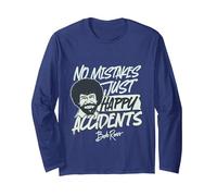 Bob Ross Happy Accidents Long Sleeve T-Shirt, Adult Unisex, Navy Blue, Small