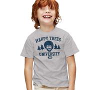 Bob Ross Happy Trees University Kids T Shirt, Athletic Heather, 9-11Y