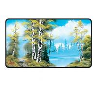 Ultra PRO - Bob Ross Lakeside Path Black Stitched Playmat, Premium playmat, Stitched Edge playmat, Gaming Accessories, Lakeside Art, Tabletop Accessories, Gaming Setup