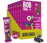 Bob Snail Fruit Leather Stripes - Blackcurrant Flavor - Sugar Free, Vegan, Natural Healthy Fruit Snacks for Adults and Kids, Bulk Candy Family Box, 42 Bars (Pack of 7, 588g)