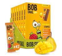 Bob Snail Fruit Leather Stripes - Mango Flavor - Sugar Free, Vegan, Natural Healthy Fruit Snacks for Adults and Kids, Bulk Candy Family Box, 42 Bars (Pack of 7, 588g)