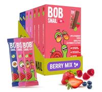 Bob Snail Fruit Leather Stripes - Mix Flavors Blueberry, Raspberry, Strawberry - Sugar Free, Vegan, Natural Healthy Fruit Snacks for Adults and Kids, Bulk Candy Family Box, 42 Bars (Pack of 7, 588g)