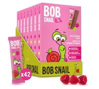 Bob Snail Fruit Leather Stripes - Raspberry Flavor - Sugar Free, Vegan, Natural Healthy Fruit Snacks for Adults and Kids, Bulk Candy Family Box, 42 Bars (Pack of 7, 588g)