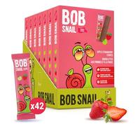Bob Snail Fruit Leather Stripes - Strawberry Flavor - Sugar Free, Vegan, Natural Healthy Fruit Snacks for Adults and Kids, Bulk Candy Family Box, 42 Bars (Pack of 7, 588g)