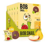 Bob Snail Fruit Roll Ups - Healthy Sweets Snacks, Real Dried Fruits, No Added Sugar, Vegan, Nut Free, Candy for Adults and Kids with Pear - Bulk 50 pcs Rolls, 500g