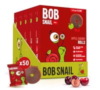 Bob Snail Fruit Roll Ups - Healthy Sweets Snacks, Real Dried Fruits, No Added Sugar, Vegan, Nut Free, Candy for Adults and Kids with Cherry - Bulk 50 pcs Rolls, 500g