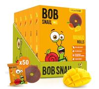 Bob Snail Fruit Roll Ups - Healthy Sweets Snacks, Real Dried Fruits, No Added Sugar, Vegan, Nut Free, Candy for Adults and Kids with Mango - Bulk 50 pcs Rolls, 500g
