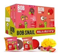 Bob Snail Fruit Roll Ups - Healthy Sweets Snacks, Real Dried Fruits, No Added Sugar, Vegan, Nut Free, Candy for Adults, Kids, with Mango, Strawberry, Cherry - Bulk 80 pcs Rolls, 800g