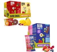 Bob Snail Fruit Snacks Variety Pack - Fruit Roll Ups & Fruit Leather Stripes, Real Dried Fruit, No Added Sugar, Vegan & Nut Free, Healthy Candy for Kids & Adults, Mango, Pear, Cherry, Blueberry, Raspb