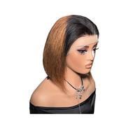 Bob Wig 13x4 Lace Front with Baby Hair Straight Human Hairs Bob Wigs for Black Women 180 Density Adds Volume(Black+brown)