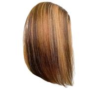 Bob Wig,Frontal Lace Wig,12in Straight Short C-shaped Side Part Honey Blonde Wig,Human Hair Glueless Adjustable straps Side Part Wig Human Hair for Black Women