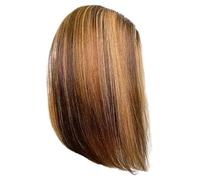 Bob Wig Human Hair 12in Straight Short C-shaped Side Part Honey Blonde Tresses Glueless Adjustable straps Side Part Hairpiece for Black Women