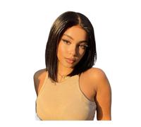 Bob Wig Human Hair 13x4 HD Lace Front Wigs, Short Straight For Black Woman Glueless Wigs Pre Plucked With Baby Hair Womans Hair Topper(Black-200Density,16inch)