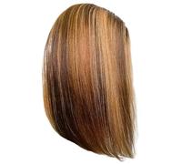Bob Wig Human Hair,Frontal Lace Wig,Straight Short C-shaped Side Part Honey Blonde Wig for Black Women - 12in