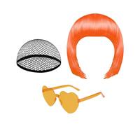 Bob Wig - PET 30cm | Neon Dress Up Headpiece, Bob Wig And Sunglass Set | For Women Girls Stage Performance, Content Creators, Themed Events, Comic Conventions, Costume Parties, Film Making, Masquerade