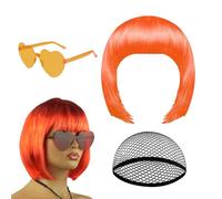 Bob Wig Up Headpiece, Funny Costume Accessory, with Sunglass Set, Stage Performance Prop for Women Girls, Content Creators Themed Events Comic Conventions, Party Film Making Entertainment Tool