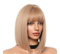 Bob Wig with Bangs Heat Resistant Density Straight Layered Wig