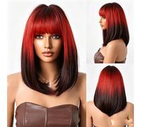 Bob Wig With Full Bangs - Lightweight Breathable Synthetic Cap Hair, Multi-Color Option, Daily Wear Fit All Face Shapes Skin Tones(B)