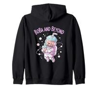 Boba And Beyond Astronaut Funny Space Bubble Tea Lover Zip Hoodie