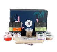 BOBA BAR Burst of flavour Bubble Tea Kit - Different Milk Tea Flavoures with tapioca pearls| Popping Boba and Jelly Toppings (Serves 4) | Perfect Boba tea kit gift set