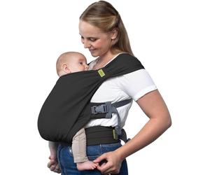 Boba Bliss Pre-Wrapped Baby Carrier with Buckle - Newborn to 7-35 lbs Light, Breathable & Easy to Adjust Hybrid Infant Sling & Toddler Carrier - Certified Hip-Healthy for 0-18 Months - Charcoal