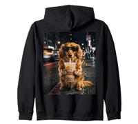 Boba Dachshund Dog MoM Sunglasses Bubble Tea Lover Zip Hoodie