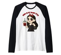 Boba is My Blood Type Cute Funny Preppy Vampire Girl Raglan Baseball Tee