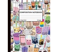 Boba Milk Tea Composition Notebook: Boba Tea Journal Diary | Kawaii Bubble Tea Notebook for Kids & Girls | Cute Japanese Chinese Stationery | 7.5x9.25” | 120 College Ruled Lined Pages