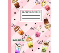 Boba Milk Tea Composition Notebook Wide Ruled: Kawaii Bubble Tea Notebook for Girls Boys Kids Teens | Boba Tea Journal Diary | Cute Japanese Chinese ... and College | Boba Lover Gift 7.5 x 9.25