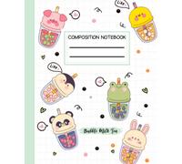 Boba Milk Tea Composition Notebook Wide Ruled: Kawaii Bubble Tea Notebook for Girls Boys Kids Teens | Boba Tea Journal Diary | Cute Japanese Chinese ... and College | Boba Lover Gift 7.5 x 9.25