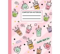 Boba Milk Tea Composition Notebook Wide Ruled: Kawaii Bubble Tea Notebook for Girls Boys Kids Teens | Boba Tea Journal Diary | Cute Japanese Chinese ... and College | Boba Lover Gift 7.5 x 9.25