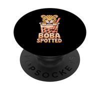Boba Spotted Leopard Lover Fun Cute Animal Bubble Tea PopSockets Adhesive PopGrip
