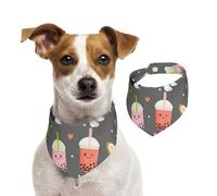 Boba Tea Bubble Tea Kawa Food Welsh Corgis Dog,Pet Bib Scarf Cats Dog Bandana Dogs Towel Bib Adjustable Pet Scarf,L