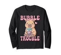 Boba Tea Capybara Milk Tea Bubble Trouble Kawaii Japanese Long Sleeve T-Shirt