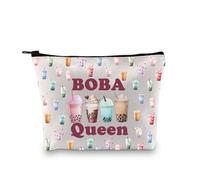 Boba Tea Makeup Bag Boba Queen Boba Tea Lover Gift Bubble Tea Gift Tapioca Bubble Tea Cosmetic Bag (Boba Queen 3UK)