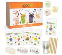 Bobalife Bubble Tea Kit Milk Selection - 12 Drinks, 4 Flavors: Strawberry, Coconut, Honeydew, Blueberry - Boba Tea Set with Tapioca & Popping Pearls, Vegan, Gluten Free