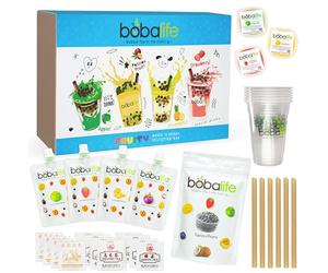 Bobalife Fruity Bubble Tea Kit with Popping Boba & Tapioca Pearls - Make 12 Delicious Fruit Tea Drinks At Home - Green Apple, Strawberry, Passion Fruit Flavors - Fun DIY Boba Tea Set