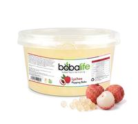 Bobalife Lychee Popping Boba Pearls 1.6kg - Fruit Juice Filled Bubble Tea Pearls, Boba Topping for Drinks, Desserts, Cocktails & Slush - Vegan & Gluten Free