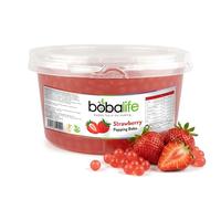 Bobalife Strawberry Popping Boba Pearls 1.6kg - Fruit Juice Filled Bubble Tea Pearls, Boba Topping for Drinks, Desserts, Cocktails & Slush - Vegan & Gluten Free