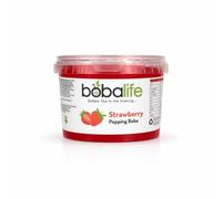 Bobalife Strawberry Popping Boba Pearls 600g - Fruit Juice Filled Bubble Tea Pearls, Boba Topping for Drinks, Desserts, Cocktails & Slush - Vegan & Gluten Free