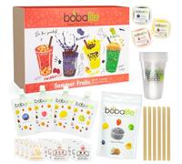Bubble Tea Kit Gift Box - Summerfruit Selection Makes 12 Drinks | Flavoured Syrups Mango, Raspberry, Kiwi, Blueberry | Suitable for Vegans | By Bobalife