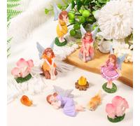BOBASH 10 Pcs Miniatures Fairies Figurines Mini Fairy Garden Statues, Resin Figurines with Mushrooms, Squirrel, Snail & Bonfire, Tiny Magical Ornaments for Outdoor Yard Lawn Plant Pot Decor