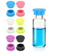 BOBASH 12 Pcs Silicone Glass Vial Protective Caps, Reusable Leak-Proof Dust Covers for 3ml Opened Peptide & Injection Vials, Color-Coded Sample Bottle Lids for Easy Lab Organization