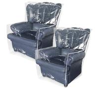 BOBASH 2Pcs Plastic Chair Covers for Armchairs, Heavy Duty Waterproof Recliner Cover, Clear Cat Scratch Protector for Sofa Cushion, Dustproof Furniture Slipcover for Moving & Storage