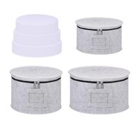 BOBASH 3 Pcs China Storage Cases with 36 Round Dividers, Thick Felt China Storage Containers Stackable Dish Storage Containers for Dinnerware Storage and Transport