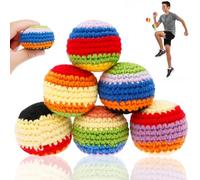 BOBASH 6 Pcs Hand-Made Knitted Footbag Set, Multicolored Crochet Hacky Balls & Juggling Balls for Beginners Soft Cotton Kick Sandbags for Adults & Kids Outdoor Games, Party Favors and Agile Training
