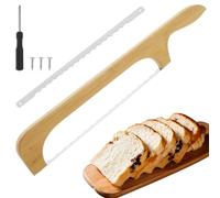 BOBASH Bread Knife for Homemade Bread with Replaceable Blade Wooden Bread Bow Knife with Scale Serrated Blade Bread Saw Knife Bread Cutting Knives for Sourdough Bread Crusty Bread Pastry Fruit